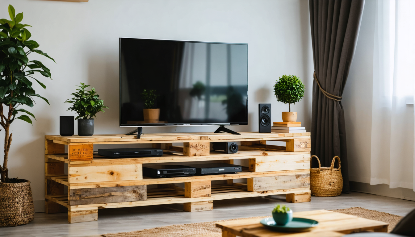 apprenez à créer un support tv original et écologique à partir d'une palette en suivant notre guide simple et astucieux, idéal pour un mobilier diy unique.
