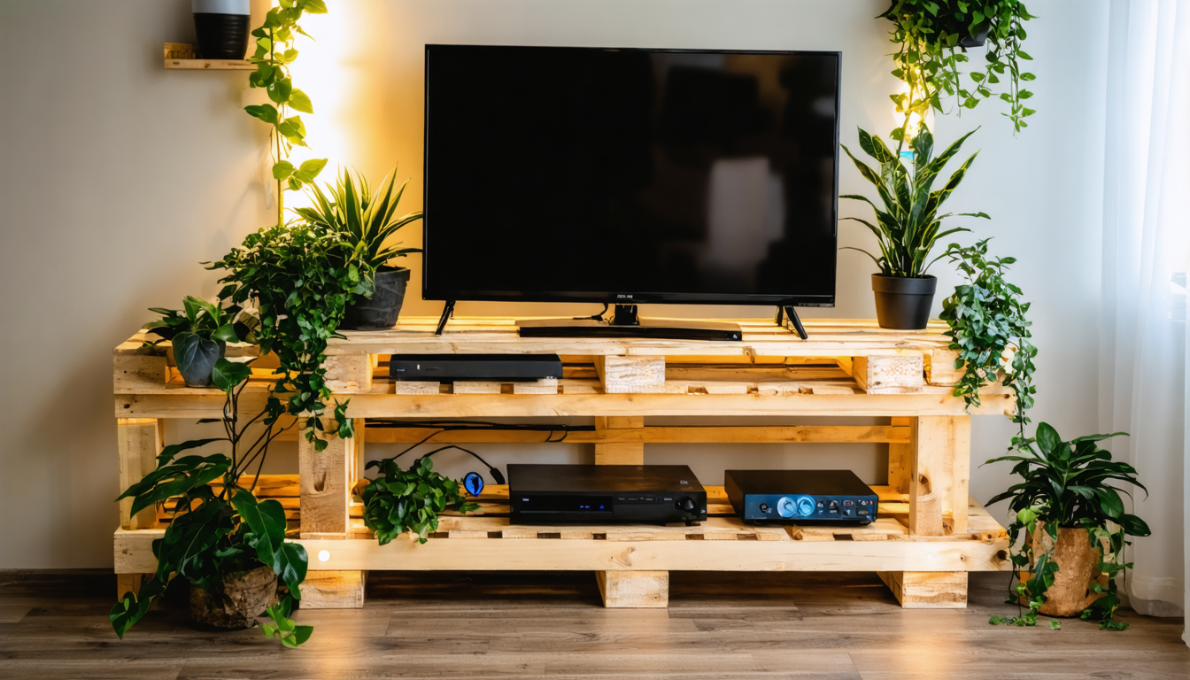 apprenez à créer un support tv original et écologique à partir d’une palette en suivant notre guide simple, pratique et économique.